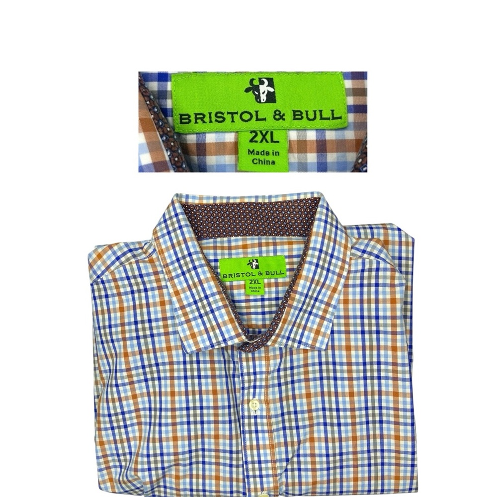 ~‎ Mint! Bristol & Bull Mens Long Sleeve Button Down Shirt Size 2XL